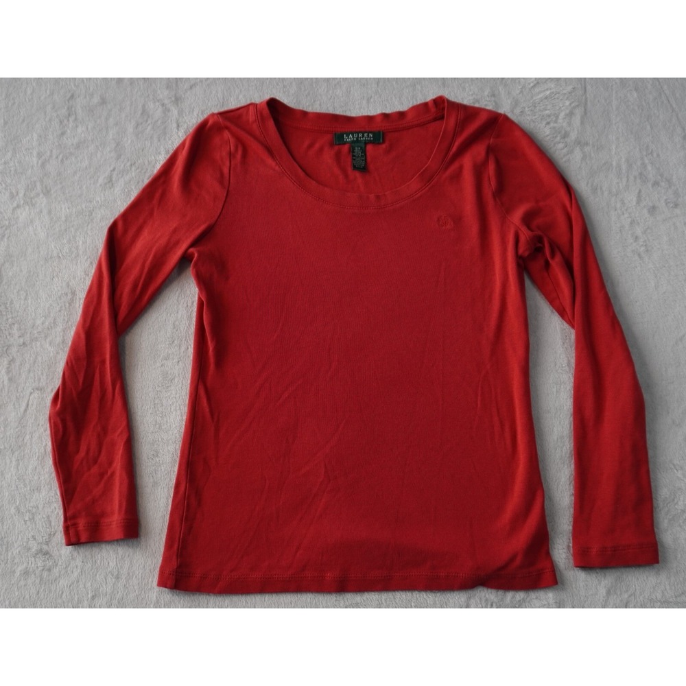 Lauren Ralph Lauren Women Long Sleeve Crew Neck Pullover Sweater Red Size Small‎